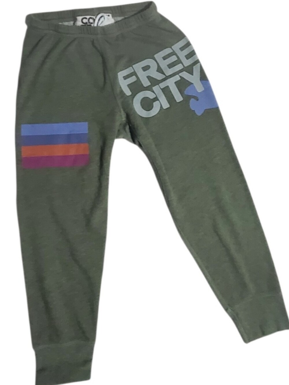FREECITY Color and Sound Olive Green Stripe OG Superfluff Sweatpants M